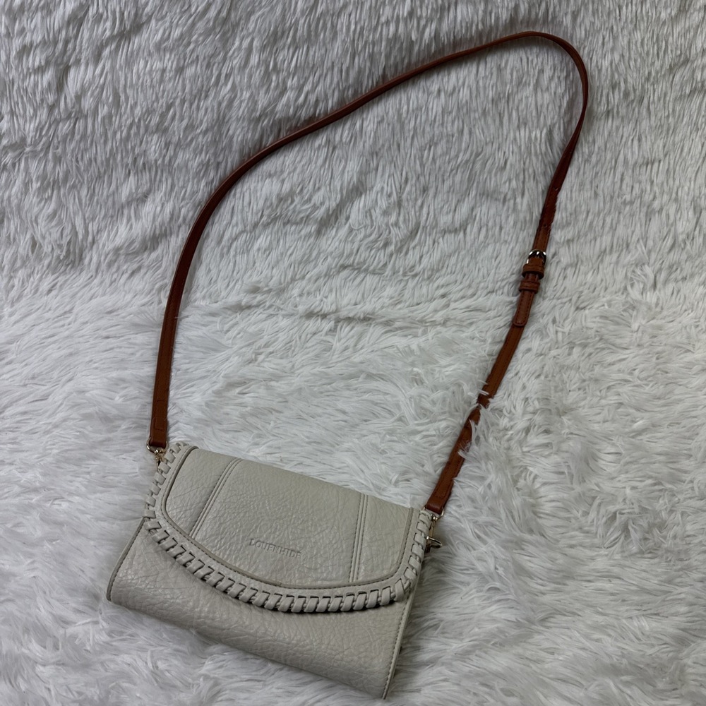 Louenhide Harlow Cream Vegan Leather Crossbody Bag Envelope Clutch Purse